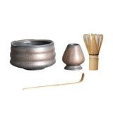 Maxbell Handmade Matcha Set Traditional Tea Ceremony for Tea House Kithen Restaurant Gray and Aureate