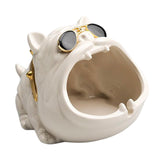 Maxbell Novelty Cartoon Dog Ashtray Windproof Storage Box, Ceramic Dog Statue White