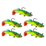 Max 5 Pieces Soft Fishing Lures Swimbaits Multicolor Baits with Hooks Green