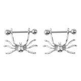 Maxbell 1 Pair Halloween Punk Sexy Spider Stainless Steel Nipple Bar Ring Shield