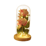 Maxbell Artificial Rose Flower with Glass Cover for Tabletop Dining Room Decoration