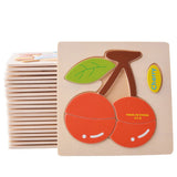 Maxbell 7pcs Kids Wooden Jigsaw Puzzle Shape Puzzles for Boys and Girls Fruits