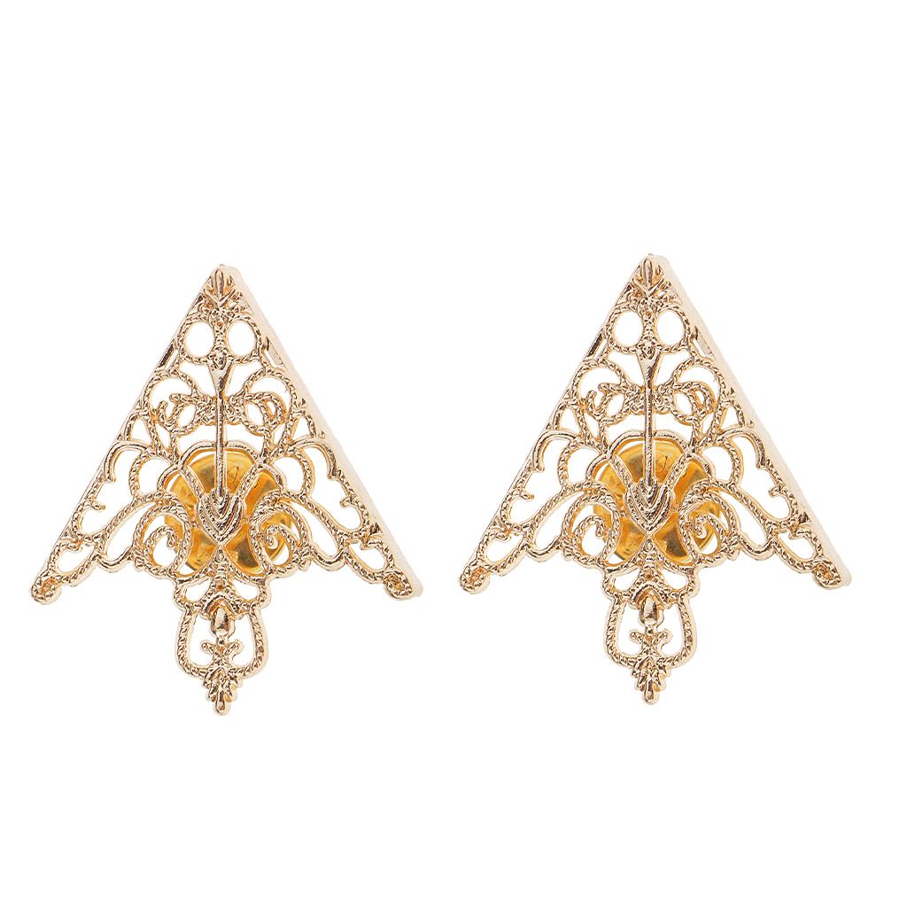 Maxbell Fashion Hollow Triangle Blouse Shirt Collar Pin Brooch Decor Gift Gold