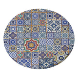 Max Stretch Round Dining Table Top Cover Waterproof Tablecloth Floral Diagram
