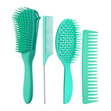 Maxbell 4x Salon Hair Styling Plastic Barbers Brush Combs Set for Long Hair Green