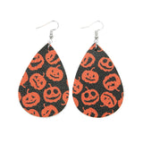 Max Halloween PU Leather Water Drop Teardrop Dangle Drop Earrings Jewelry D