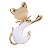 Maxbell Women Men Jewelry Cute Opal Cat Animal Brooch Corsage Collar Pin white