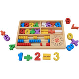 Maxbell Wood Math Toys Digital Learning Box with Abacus & Clock Kid Educational Toys