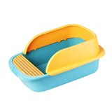 Maxbell Pet Litter Tray Sand Box Container Open Top Bedpan Cat Litter Box with Scoop Yellow Green