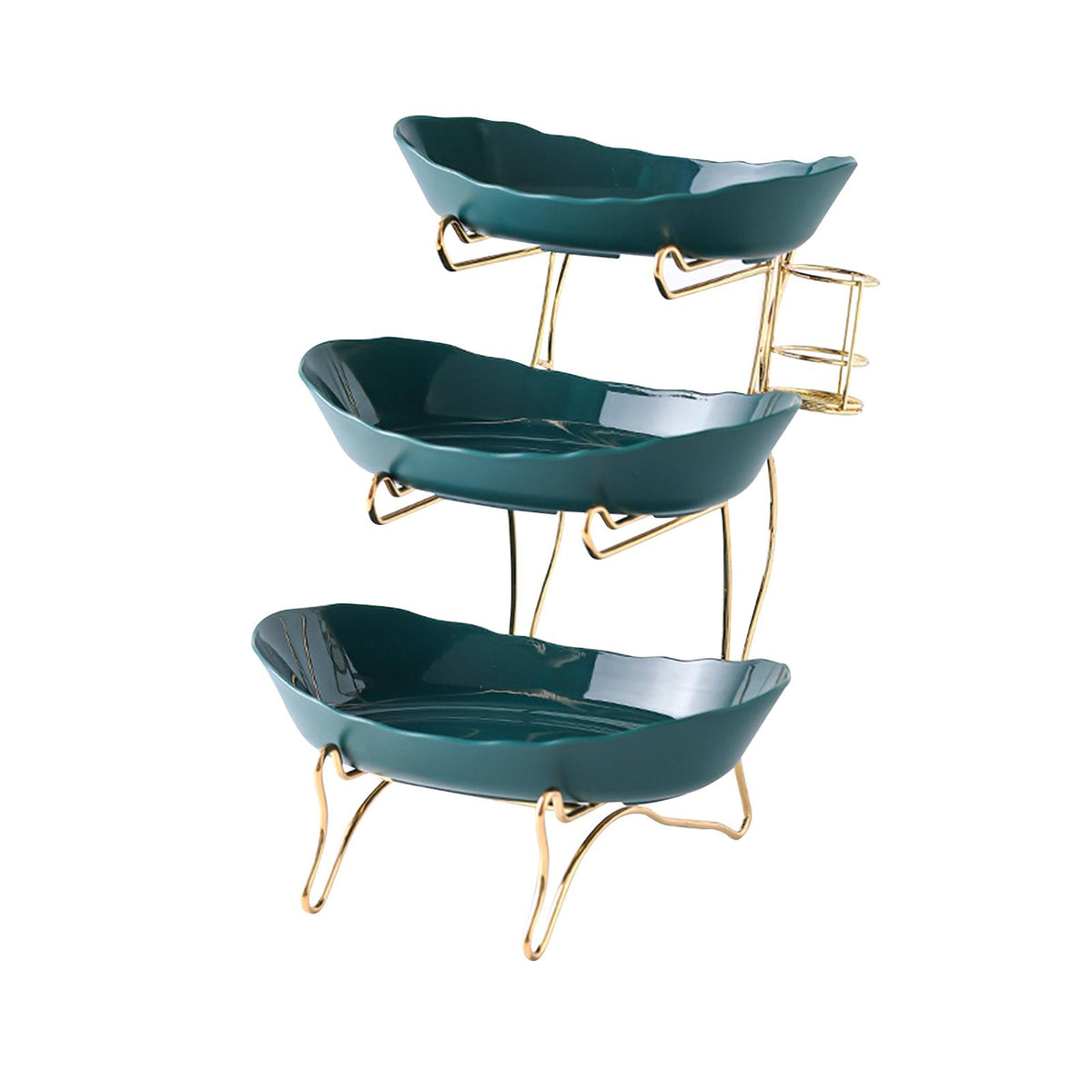 Maxbell Tiered Fruit Bowl Basket Holder Rack Tea Platter for kitchen 3 Tier Green