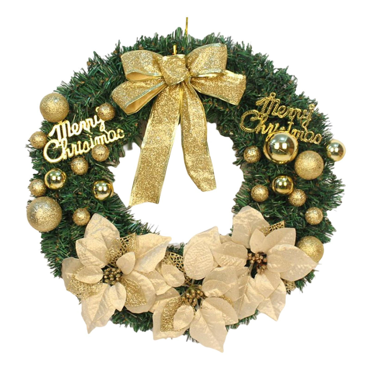 Maxbell Artificial Christmas Wreath Flower Wreath Xmas Wreath for Door Wall Decor Aureate