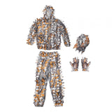 Maxbell Leaves Ghillie Suit Set Woodland Hunting Hooded Jacket Pant for Farming