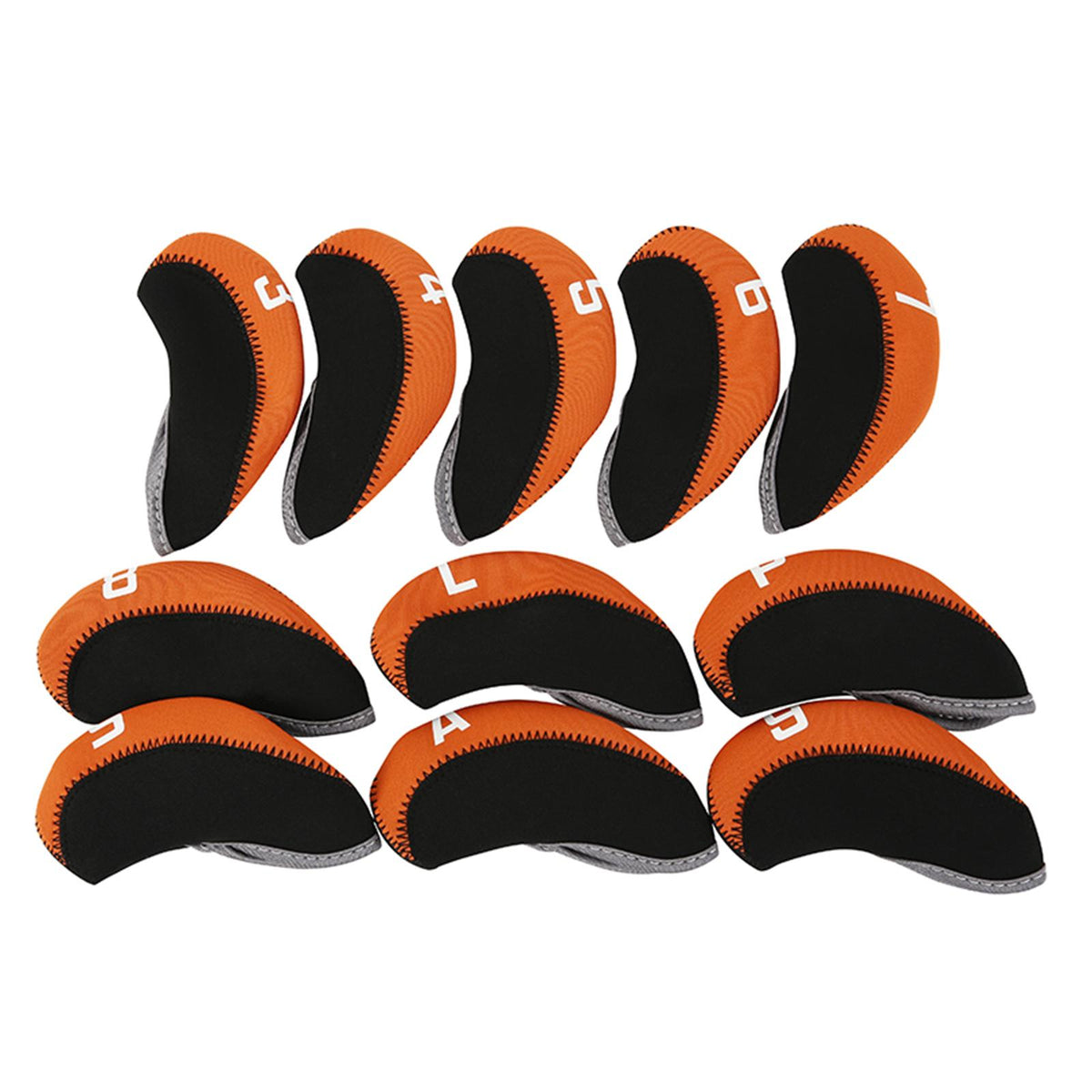 Maxbell 11Pieces Golf Iron Headcover Protector Guard, Golf Clubs Headcovers Numbered Orange