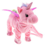 Maxbell Plush Stuffed Unicorn Animal Musical Horse Toy Electric Walking Horse Pink