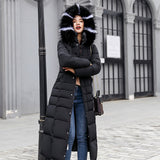 Maxbell Faux Fur Hooded Long Down Puffer Womens Coat Zipper Quilted Jacket Black 3XL
