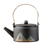 Maxbell 350ml Ceramic Teapot with Handle Household for Loose Tea Women Gift Home Black