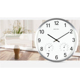 Max Maxb Minimalist Non-Ticking Quartz Wall Clock Thermometer Hygrometer Silver