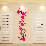 Maxbell Vine Flowers 3D Wall Sticker home wall decor DIY Decal Removable Red