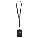 Maxbell 2 Sided PU Leather Card Badge Holder with Zip Neck Strap Wallet Case Black
