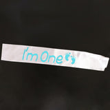 Max I'm one Girl's 1st Birthday Novelty Sash Blue word on white