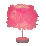 Maxbell Desk Night Lights Feathers Shade Table Lamp for Wedding Bedside Home Pink
