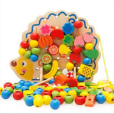 Maxbell NEW Beads Toy Wooden Fruits Vegetables Lacing Stringing Educational 80Pcs