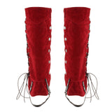 Maxbell Pirate Boot Covers Knight Warrior Costume Accessories Medieval Gaiters Red