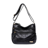Maxbell Elegant Women Soft PU Leather Shoulder Bag Shopping Bag Zipper Lady Satchel Black