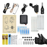 Maxbell Complete Tattoo Kit Rotary Tattoo Machine Power Supply Ink Cup Needle Set Black