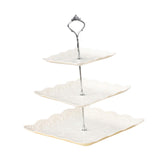 Maxbell Storage Tray Dessert Tower 3 Layer Cupcake Dessert Candy Dish for Dresser silver 37cm