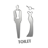 Maxbell Male and Female Bathroom Door Signage Decor Unisex Acrylic for Business Silver