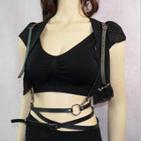 Max Punk Leather Body Harness Crossover Cage Suspenders Chain Waist Strap Belt