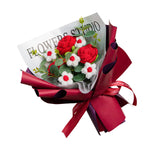 Maxbell Completed Crochet Flower Bouquet Artificial Flowers for Anniversary Birthday Red