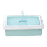 Maxbell Pet Litter Tray Potty Toilet Open Top Cat Litter Box High Sides for Kitten Blue