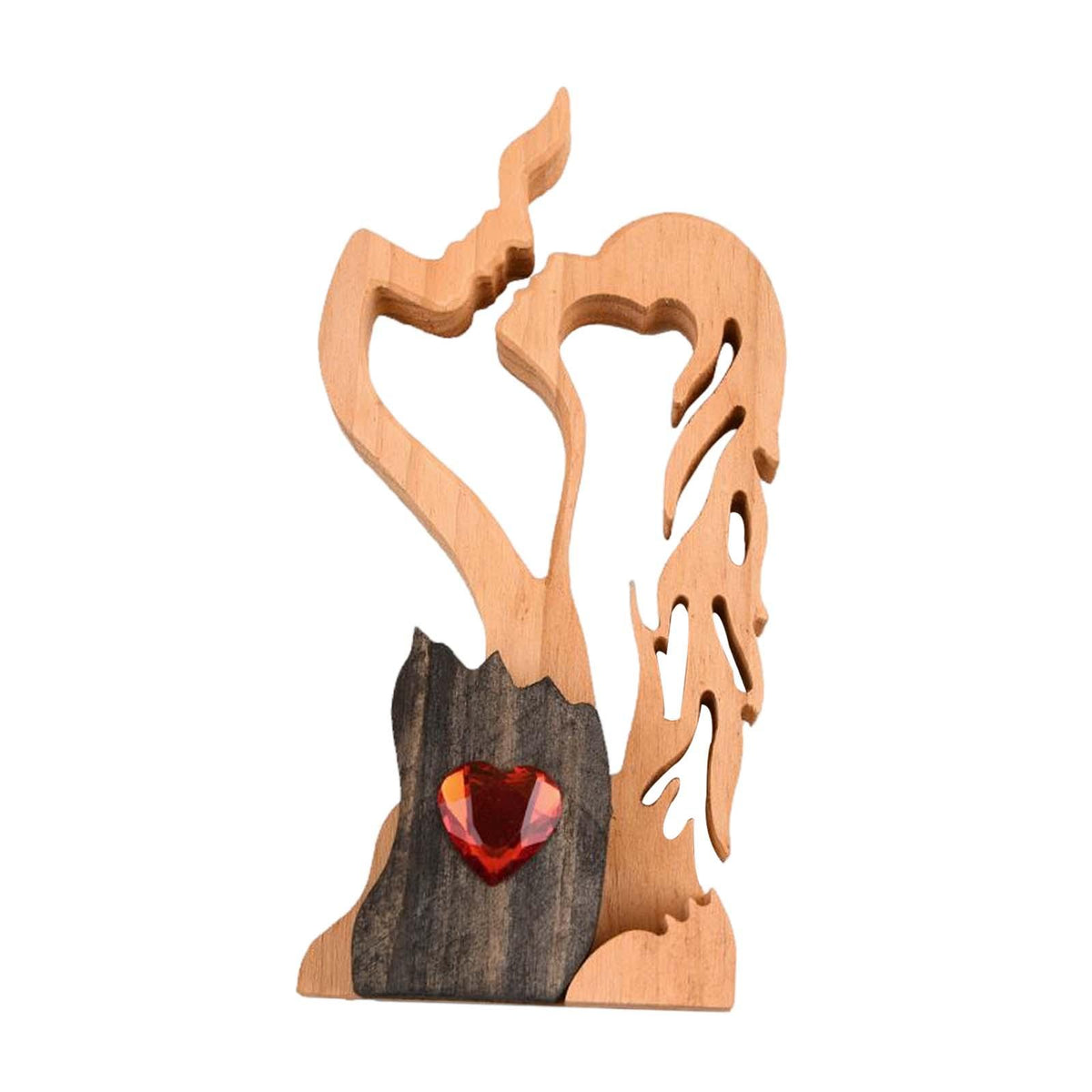 Maxbell Handmade Pine wood Kiss Statue Figurine Indoor Decor Delicate Romantic