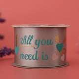 Max All You Need is Love Silk Satin Ribbons Roll Gift Package Craft Silvery Grey