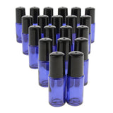 Max Maxb 20 Pieces Portable Travel 5ml Essential Oil Glass Roller Bottles Light Blue
