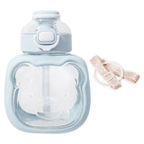 Maxbell Water Bottle with Straw 1L Cute bear with Straw for Office Outdoor Sport blue