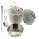 Max Stainless Steel Thermal Lunch Box Noodle Bowl with Spoon & Chopsticks Blue