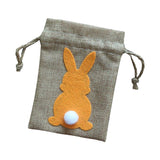 Maxbell Easter Bunny Decor Drawstring Burlap Bag 14x10cm Party Favors Reusable Orange