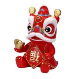 Maxbell Chinese Wealth Lion Figurine Resin Piggy Bank Ornament Accessory Red
