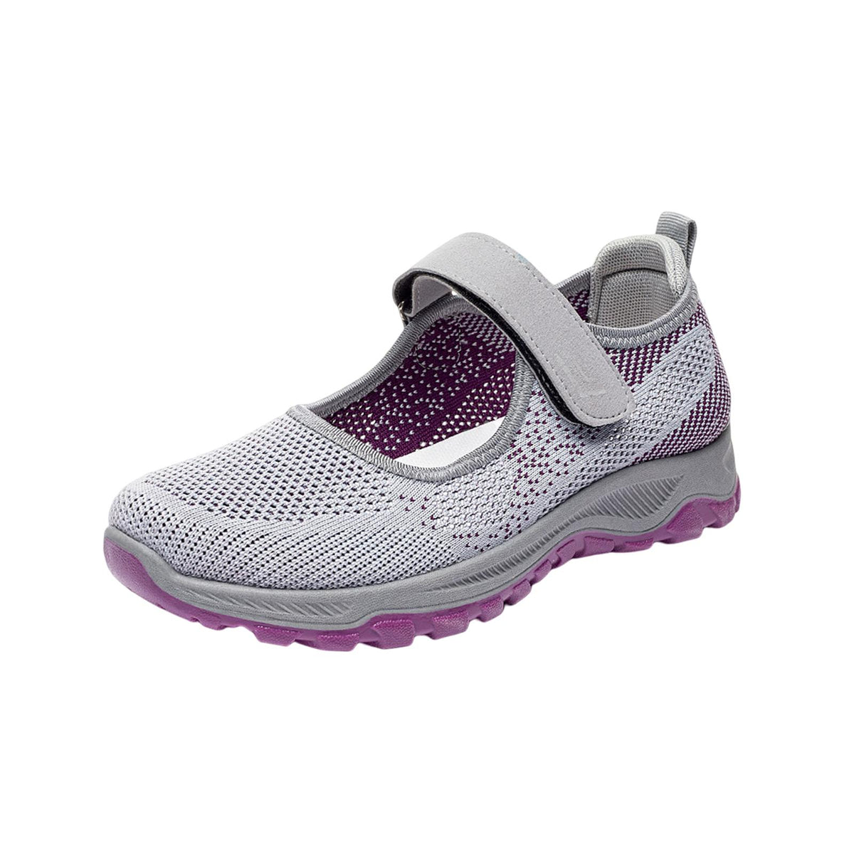 Maxbell Women Elderly Mesh Sneakers Nonslip Everyday Shoes Flats Breathable Sneakers 39 Gray