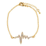 Maxbell Novelty Heartbeat Bracelet Bangle Unisex Bangle Gold Colorful Crystal