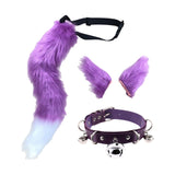 Maxbell Faux Ears and Tail Set Cosplay Costume for Halloween Performance Gift Violet