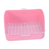 Maxbell Rabbit Litter Box Pet Pan with Grid Toilet Potty for Rabbit Chinchilla Cage Pink