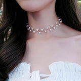 Maxbell Trendy Women Pearls Choker Clavicle Chain Short Necklace with Pendant Golden