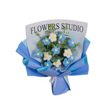 Maxbell Crochet Flowers Bouquet Durable Crochet Bouquet for Cafe Anniversary Holiday Blue