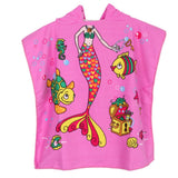 Maxbell Kids Surf Beach Hooded Poncho Changing Robe Pool Bath Towel Pink Mermaid