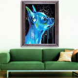 Maxbell Round Diamond Painting Kit Partial Drill Crystal Embroidery Arts Cross Stitch Crafts Mosaic Crafts Making - Blue Dog