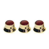 Maxbell 3 Pieces Metal Guitar Knobs for Electric Guitar Bass Control Knob Gold&Red